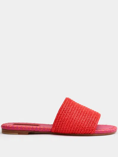 Simon Miller Raffia Salerno Slides In Red