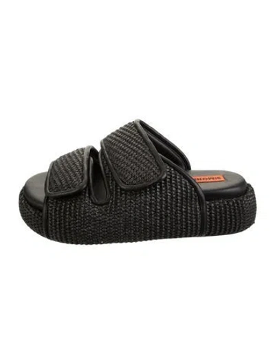 Pre-owned Simon Miller Raffia Slides In Black