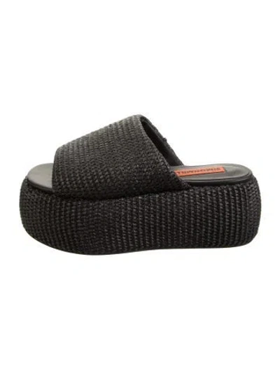 Pre-owned Simon Miller Raffia Slides In Black