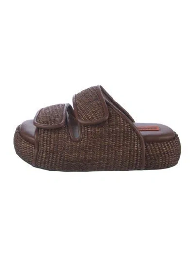 Pre-owned Simon Miller Raffia Slides In Brown