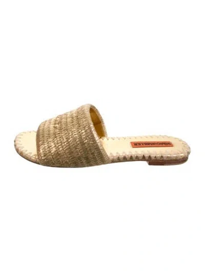 Pre-owned Simon Miller Raffia Slides In Gold