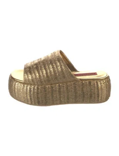 Pre-owned Simon Miller Raffia Slides In Gold/metallic