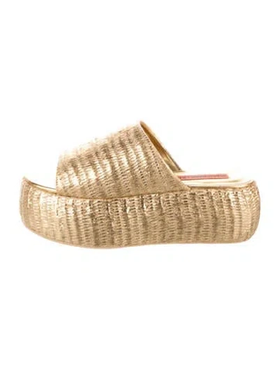 Pre-owned Simon Miller Raffia Slides In Neutrals