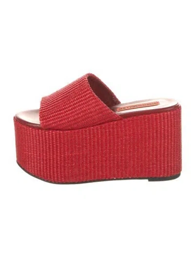 Pre-owned Simon Miller Raffia Slides In Red