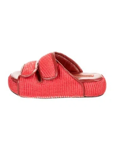 Pre-owned Simon Miller Raffia Slides In Red