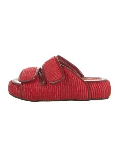 Pre-owned Simon Miller Raffia Slides In Red
