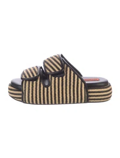Pre-owned Simon Miller Raffia Striped Slides In Blue