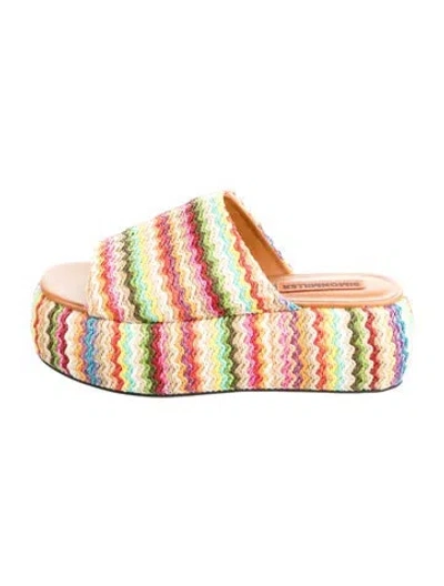 Pre-owned Simon Miller Raffia Striped Slides In Multicolor