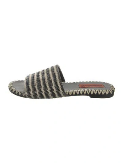 Pre-owned Simon Miller Raffia Striped Slides In Multicolor