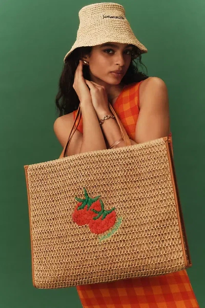 Simon Miller Raffia Tomato Tote In Beige