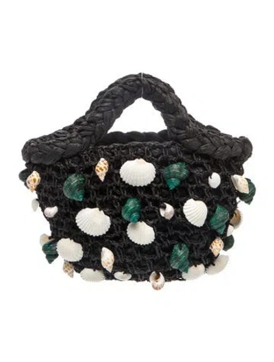 Pre-owned Simon Miller Raffia Top Handle Bag W/ Tags In Black