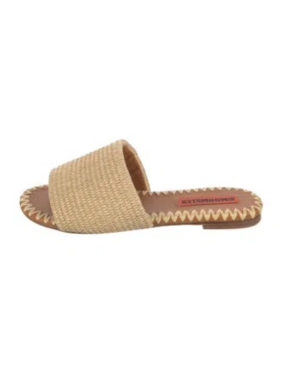 Pre-owned Simon Miller Raffia Whipstitch Trim Slides In Neutrals