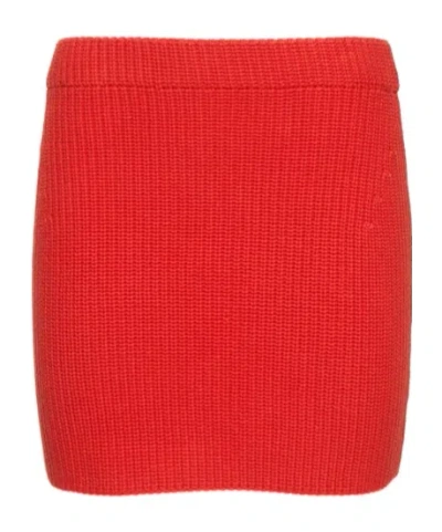 Simon Miller Ribby Wide Gauge Cotton Knit Mini Skirt -  - Women  - Red - Xl