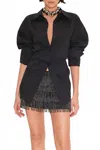 Simon Miller River Fringe Mini Skirt In Black In Black