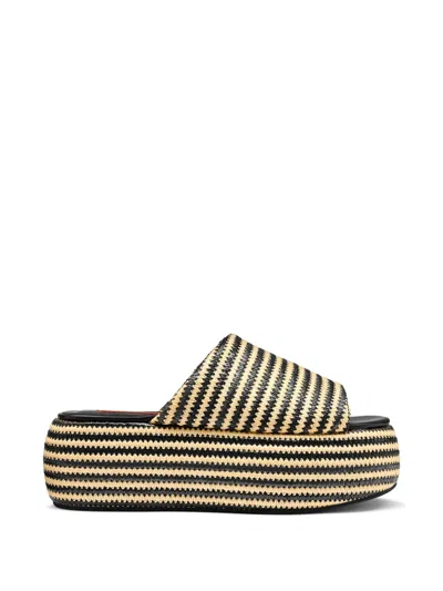 Simon Miller Round-toe Striped Sandals In Black