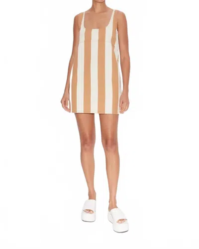 SIMON MILLER SAHARA STRIPED DENIM DRESS IN TAN STRIPE