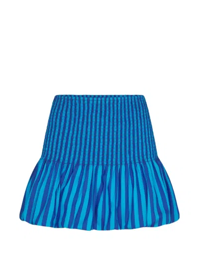 Simon Miller Sancho Shirred-waist Cotton Mini Skirt In Blue
