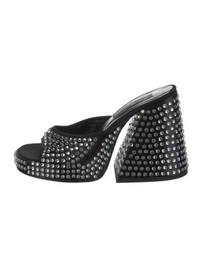Pre-owned Simon Miller Satin Crystal Embellishments Slides In Black
