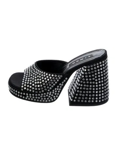 Pre-owned Simon Miller Satin Crystal Embellishments Slides In Black