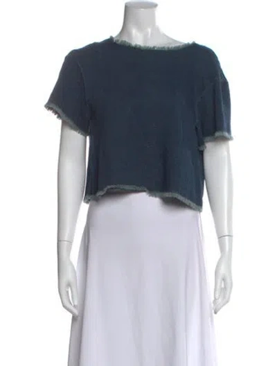 Pre-owned Simon Miller Scoop Neck Short Sleeve Crop Top In Blue
