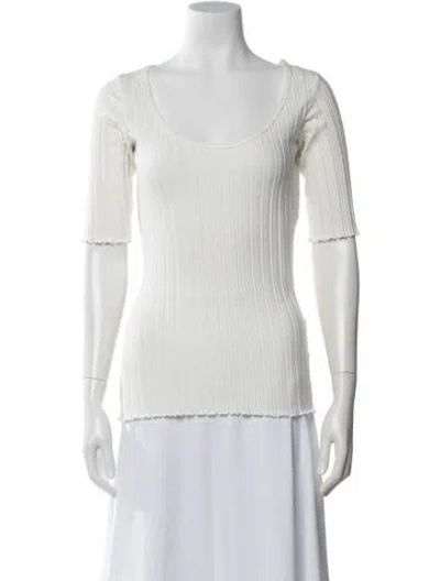 Pre-owned Simon Miller Scoop Neck Short Sleeve Top In Neutral