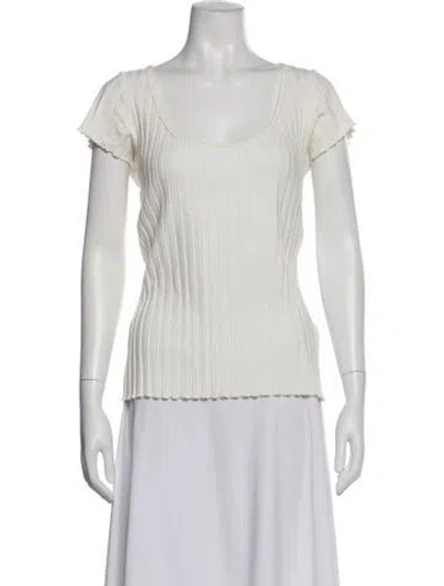 Pre-owned Simon Miller Scoop Neck Short Sleeve Top In White