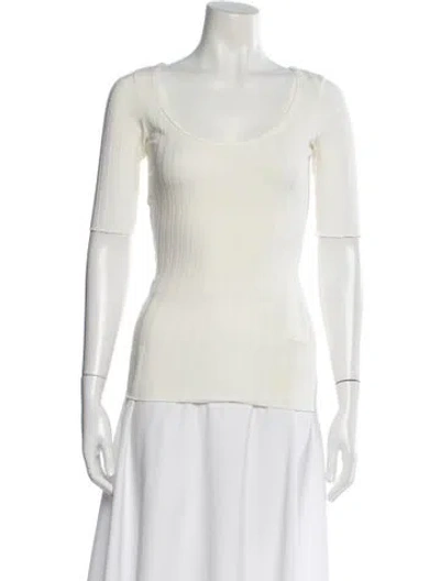 Pre-owned Simon Miller Scoop Neck Short Sleeve Top In White
