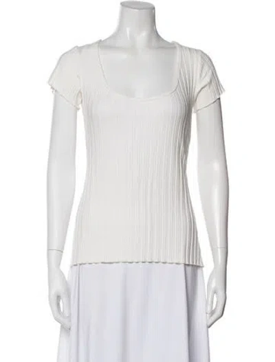 Pre-owned Simon Miller Scoop Neck Short Sleeve Top In White
