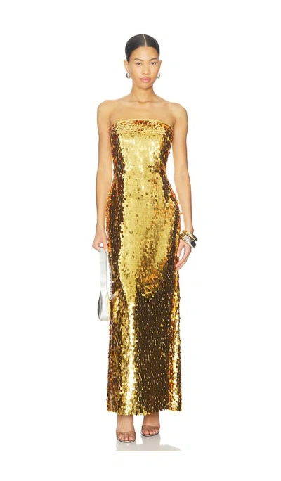 Simon Miller Sculpty Strapless Sequin Dress In Gold