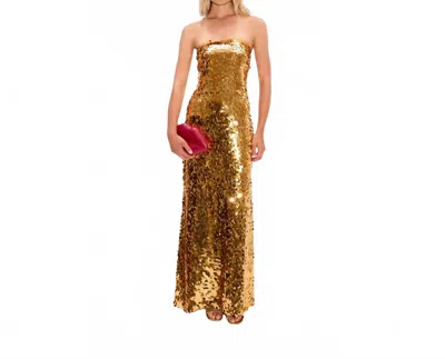 Simon Miller Sculpty Strapless Sequin Maxi Dress In Gold