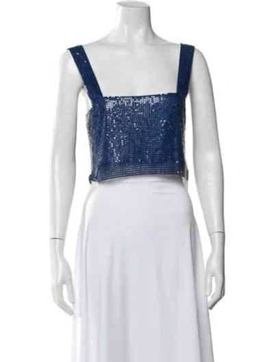 Pre-owned Simon Miller Sequin Square Neckline Crop Top W/ Tags In Blue