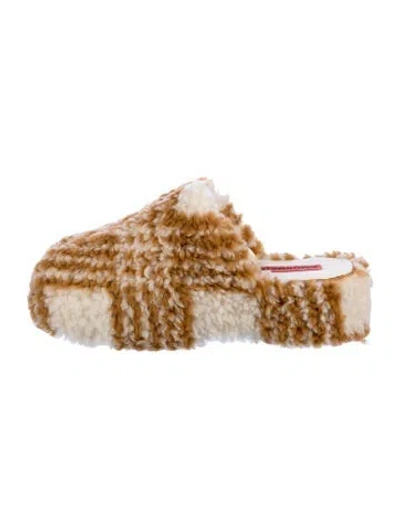 Pre-owned Simon Miller Shearling Striped Slides W/ Tags In Neutral