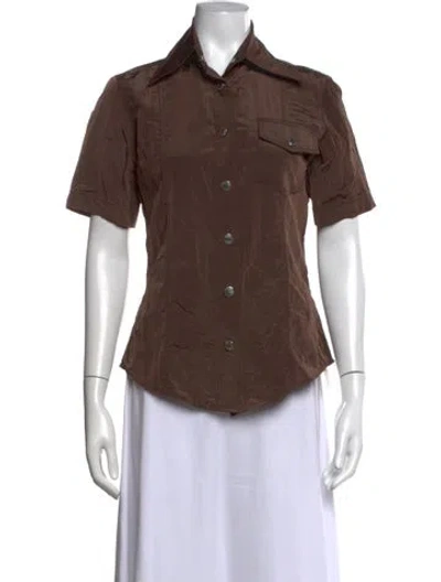 Pre-owned Simon Miller Short Sleeve Button-up Top In Brown