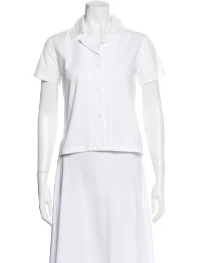 Pre-owned Simon Miller Short Sleeve Button-up Top In White