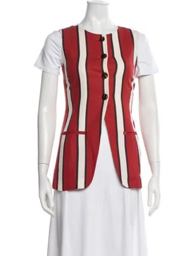 Pre-owned Simon Miller Silk Striped Vest In Red