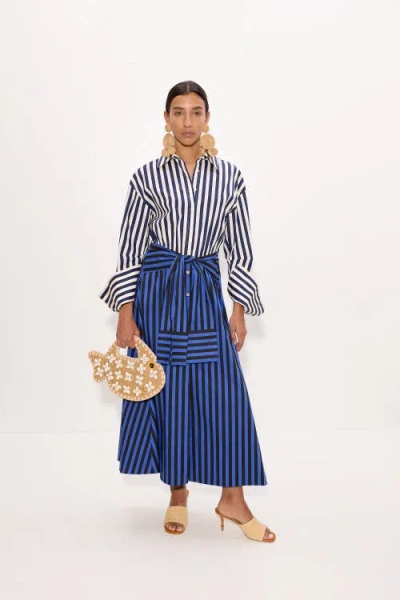 Simon Miller Simonmiller Inna Poplin Maxi Dress In Cobalt Stripe Combo