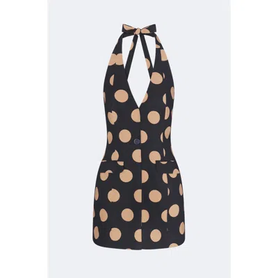 Simon Miller Simonmiller Kirra Linen Mini Dress In Black Tan/polka Dot