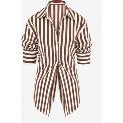Simon Miller Simonmiller Loch Poplin Tie Back Button Up Shirt In Brown