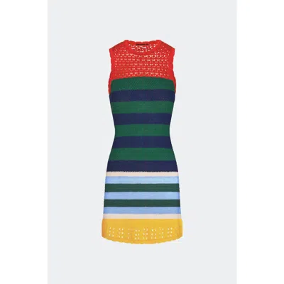 Simon Miller Yvonne Striped Crochet-knit Mini Dress In Blue