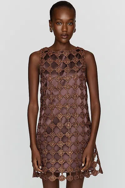 Simon Miller Sina Crochet Mini Dress In Brown