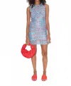 Simon Miller Sonora Mesh Mini Dress In Panama Blue/cherry Red In Multi