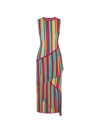 Simon Miller Spiral-knit Fringed Maxi Dress In Multi