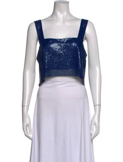 Pre-owned Simon Miller Square Neckline Sleeveless Crop Top In Blue