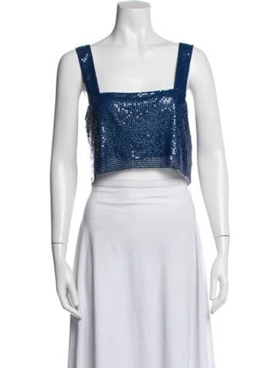 Pre-owned Simon Miller Square Neckline Sleeveless Crop Top In Blue/white