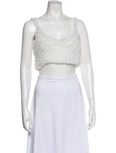 Pre-owned Simon Miller Square Neckline Sleeveless Crop Top In White