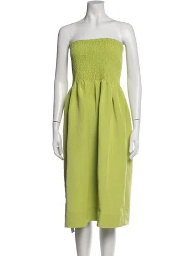Pre-owned Simon Miller Strapless Midi Length Dress In Green