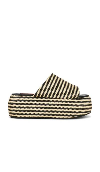 Simon Miller Stripe Raffia Cloudy Platform Sandal In Black & White Micro Stripe