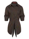 Simon Miller Striped Button Loch Poplin Shirt In Brown