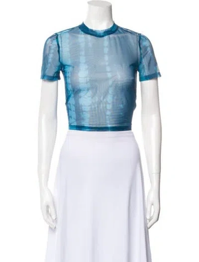 Pre-owned Simon Miller Striped Crew Neck Crop Top In Blue