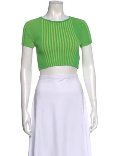 Pre-owned Simon Miller Striped Crew Neck Crop Top In Green